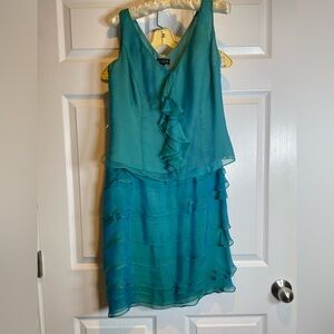 Juliana Collezione teal Ruffled Tiered Midi Dress Suit for Cocktail